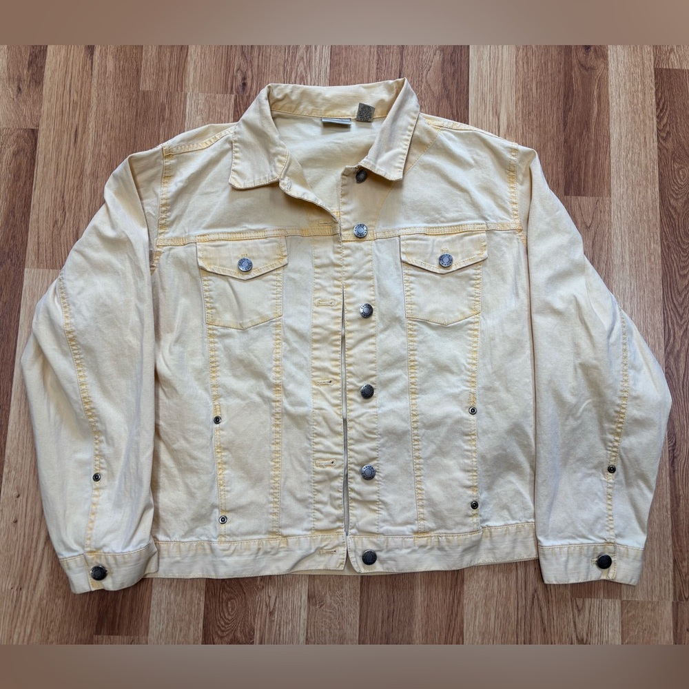 Chicos Jacket Women's Denim Jacket Butter Yellow 4 Pockets Size 3 (XL Size 16) - Picture 5 of 9
